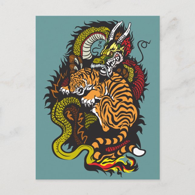 Carte Postale dragon and tiger fight (Devant)