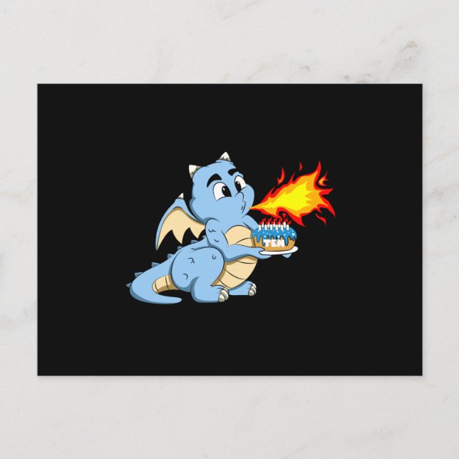 Carte Postale DRAGON ANNIVERSAIRE 10 10e anniversaire Boy Cute D (Devant)