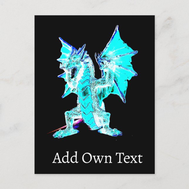 Carte Postale Dragon Aqua Bleu Océan Ciel Fantastique Élément Ea (Devant)