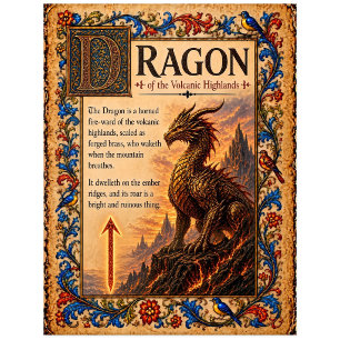 Carte Postale Dragon, Art du Bestiaire Médiéval