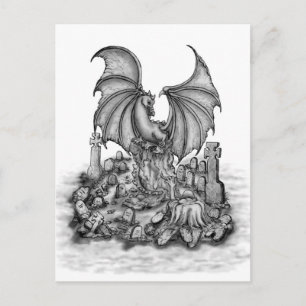 Carte Postale Dragon avec Zombie