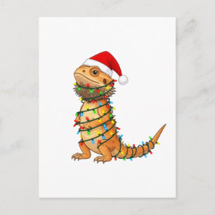 Carte Postale Dragon barbu de Noël Pogona Vitticeps Santa