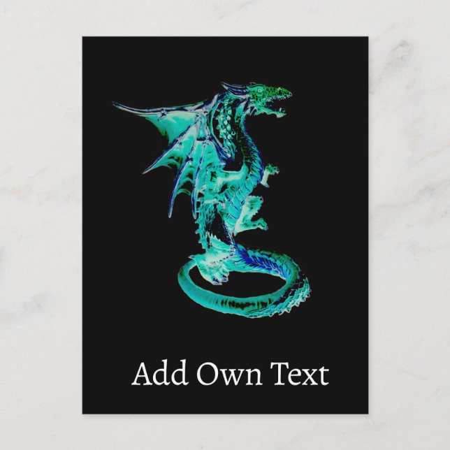 Carte Postale Dragon Bleu Abyssal Fantastique Mythique Sous-Mari (Devant)