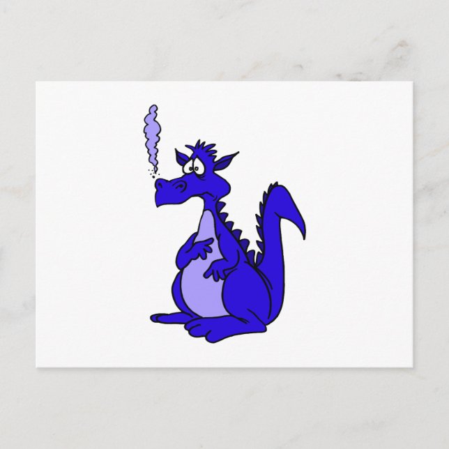 Carte Postale Dragon bleu avec fumée (Devant)
