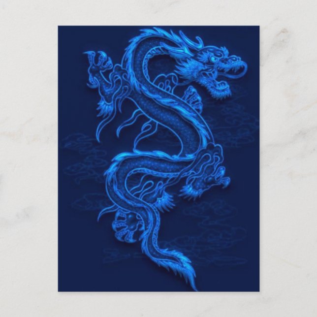 Carte Postale Dragon bleu chinois (Devant)