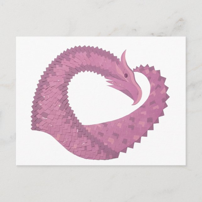Carte Postale Dragon cardiaque mauve sur blanc (Devant)