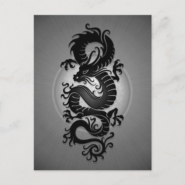 Carte Postale Dragon chinois éclaté de gris (Devant)