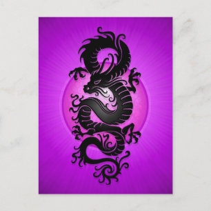 Carte Postale Dragon chinois violet éclatant