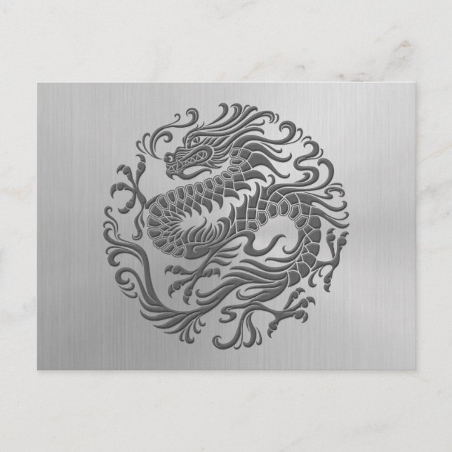 Carte Postale Dragon Circle chinois avec Stainless Steel Effect (Devant)