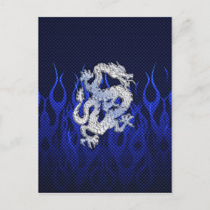 Carte Postale Dragon dans Chrome comme bleu Carbon Fiber Styles