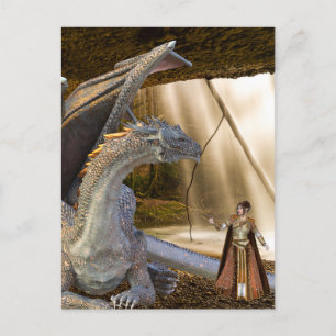 Carte Postale dragon de bronze et princesse elfe