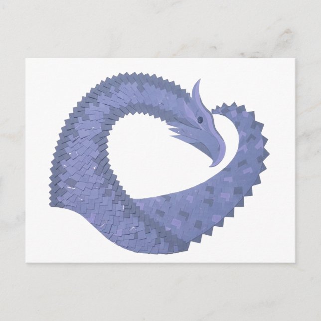 Carte Postale Dragon de coeur gris bleu sur blanc (Devant)