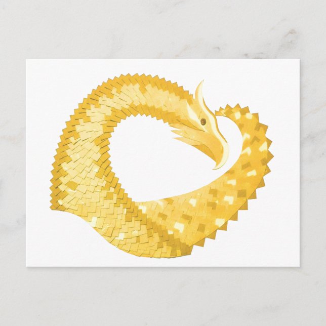 Carte Postale Dragon de coeur jaune sur blanc (Devant)