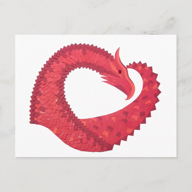 Carte Postale Dragon de coeur rouge en blanc (Devant)