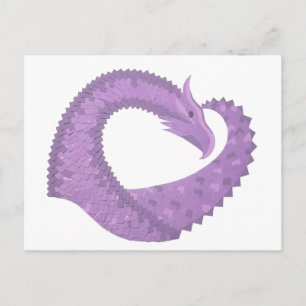 Carte Postale Dragon de coeur violet de lavande blanc