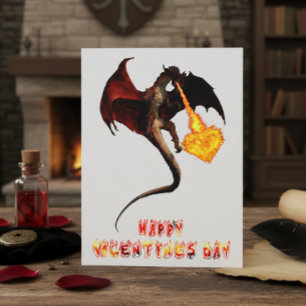 Carte Postale Dragon de la Saint-Valentin Flamme de Cœur