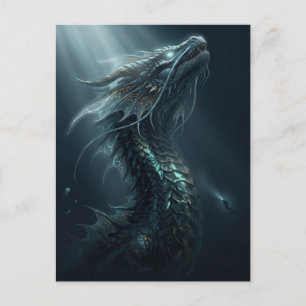 Carte Postale Dragon de mer majestueux à écailles dorées - Guar 