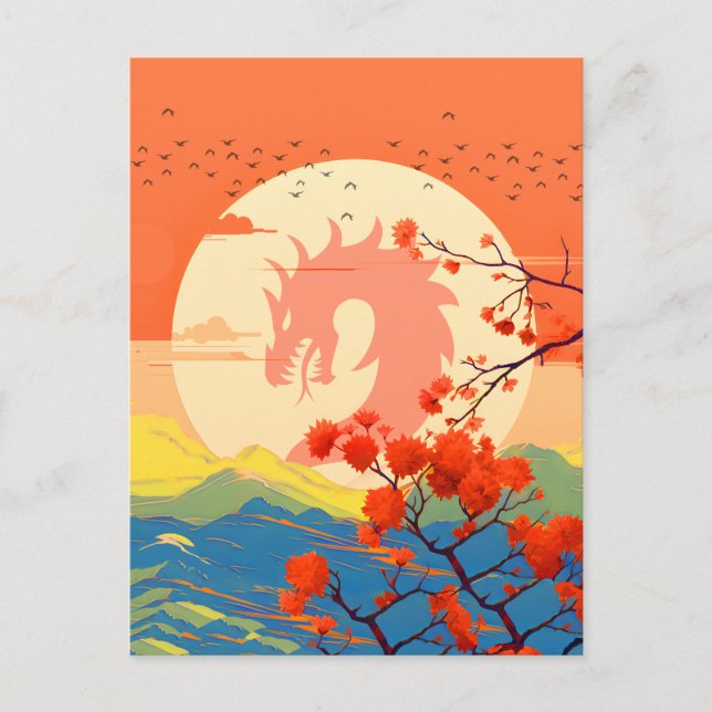 CARTE POSTALE DRAGON DE MONTAGNE FLEUR NATURE  (Devant)