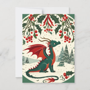 Carte Postale Dragon de Noël                                  