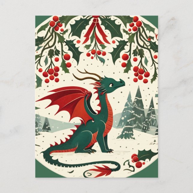 Carte Postale Dragon de Noël                                   (Devant)