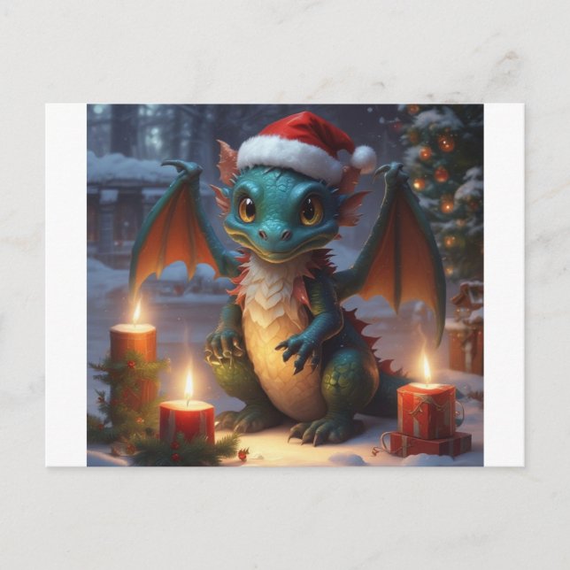Carte Postale dragon de noël (Devant)