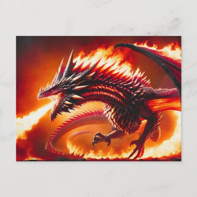 Carte postale Dragon de respiration par feu (Devant)
