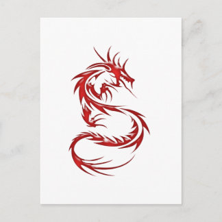 Carte Postale Dragon de tatouage rouge