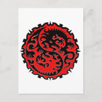 Dragon de Yin Yang rouge et noir