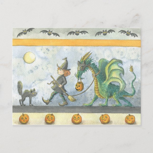 Carte Postale Dragon d'Halloween de Little Witch (carte postale) (Devant)