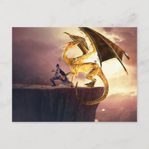 Carte Postale Dragon d'or fantastique