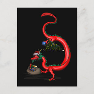 Carte Postale Dragon doux rouge-oriental