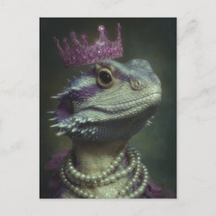 Carte Postale Dragon en Couronne violette et perles