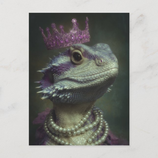 Carte Postale Dragon en Couronne violette et perles (Devant)