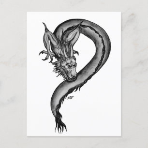 Carte postale Dragon en style tatouage