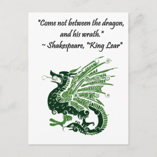 Carte Postale Dragon et sa colère Shakespeare King Lear Dessin