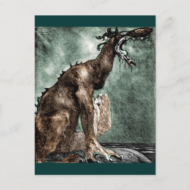 Carte Postale Dragon et sirène (Devant)