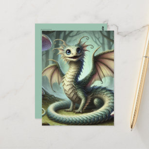 Carte Postale Dragon Jabberwocky Mignon Créature Fantastique Art
