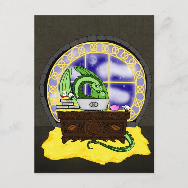 Carte Postale Dragon jamais de sommeil au travail (Devant)