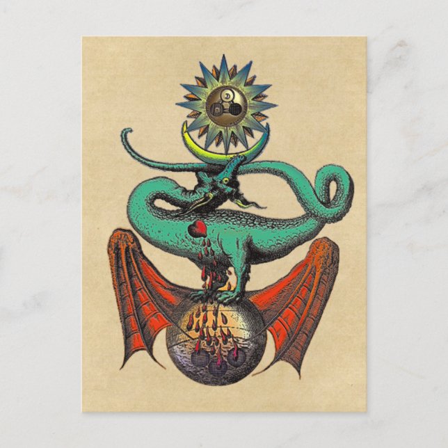 Carte Postale Dragon médiéval de Ripley Scroll Sepia (Devant)