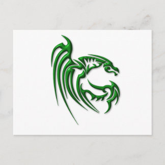 Carte Postale Dragon métallique vert foncé