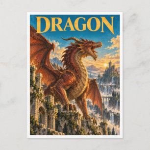 Carte Postale Dragon, Monstre de Fantasy Gothique