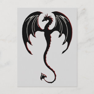 Carte Postale dragon noir volant