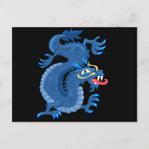 Carte Postale Dragon Oriental Bleu