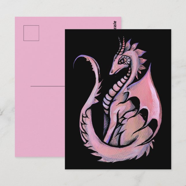 Carte Postale Dragon Rose                                        (Devant / Derrière)