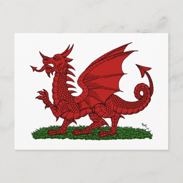 Carte Postale Dragon rouge du Pays de Galles (Devant)