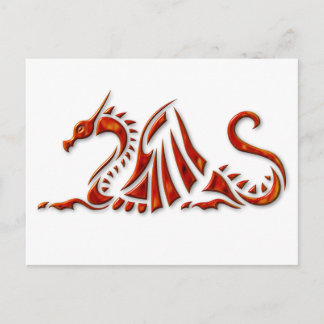 Carte Postale Dragon rouge métallisé