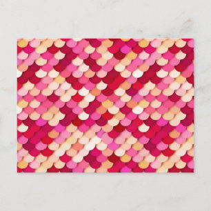 Carte Postale "Dragon Scales" - magenta, rose chaud et pêche