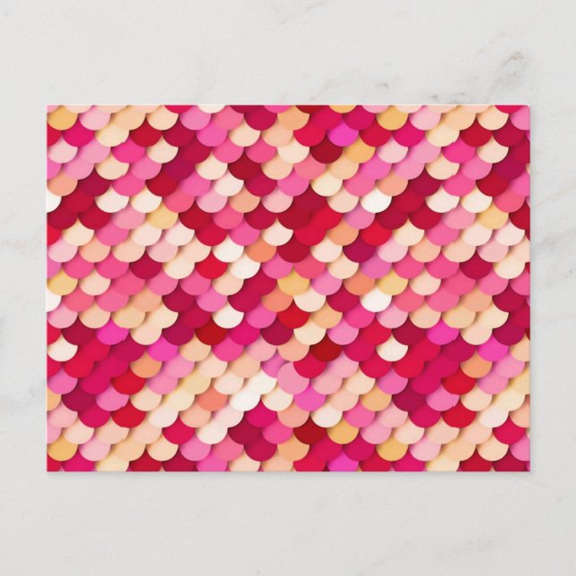 Carte Postale "Dragon Scales" - magenta, rose chaud et pêche (Devant)