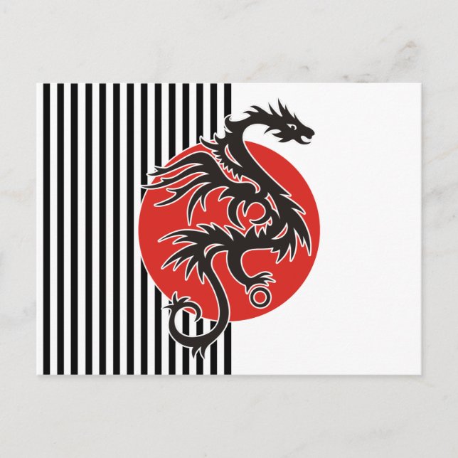 Carte Postale Dragon Sun - noir rouge blanc + vos idées (Devant)