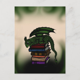 Carte Postale Dragon sur livres